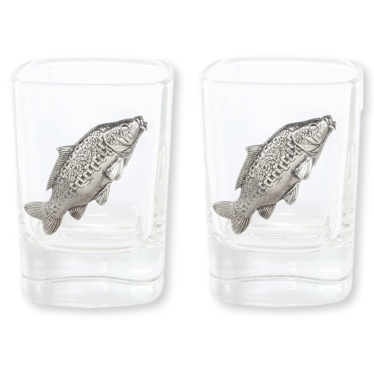 Coarse Fishing Pair Of Shot Tot Glasses