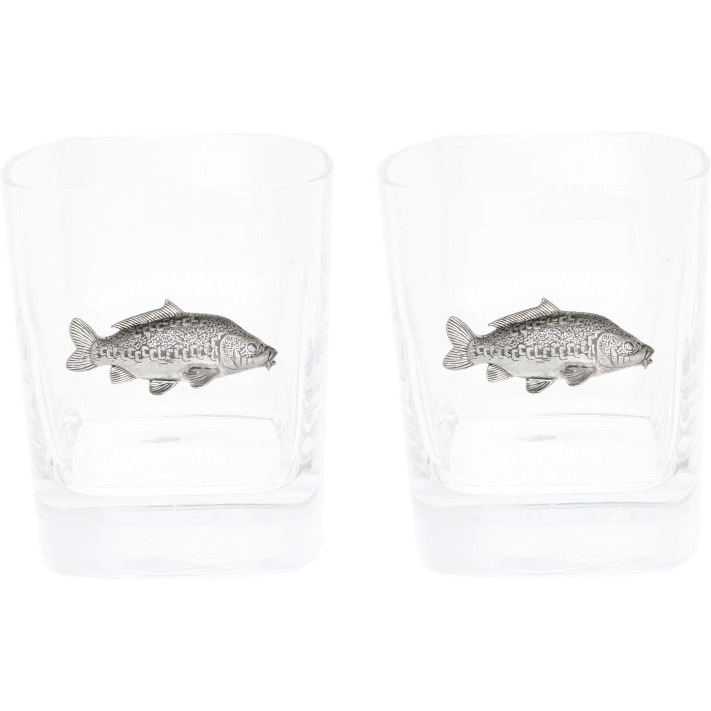 Coarse Fishing Pair Of Whiskey Tumbler Glasses