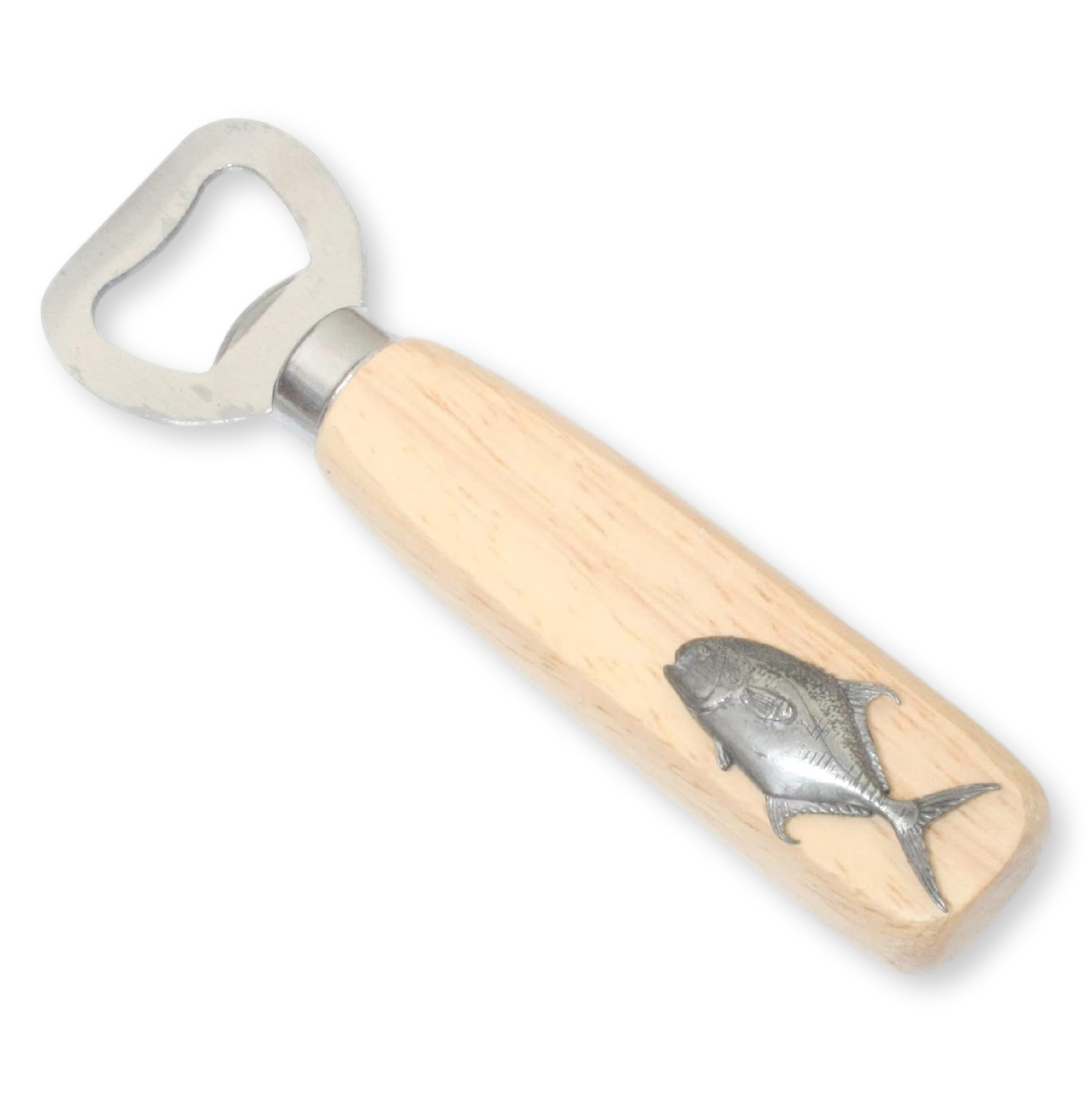 Sea Fishing Wooden Handled Steel Bottle Opener