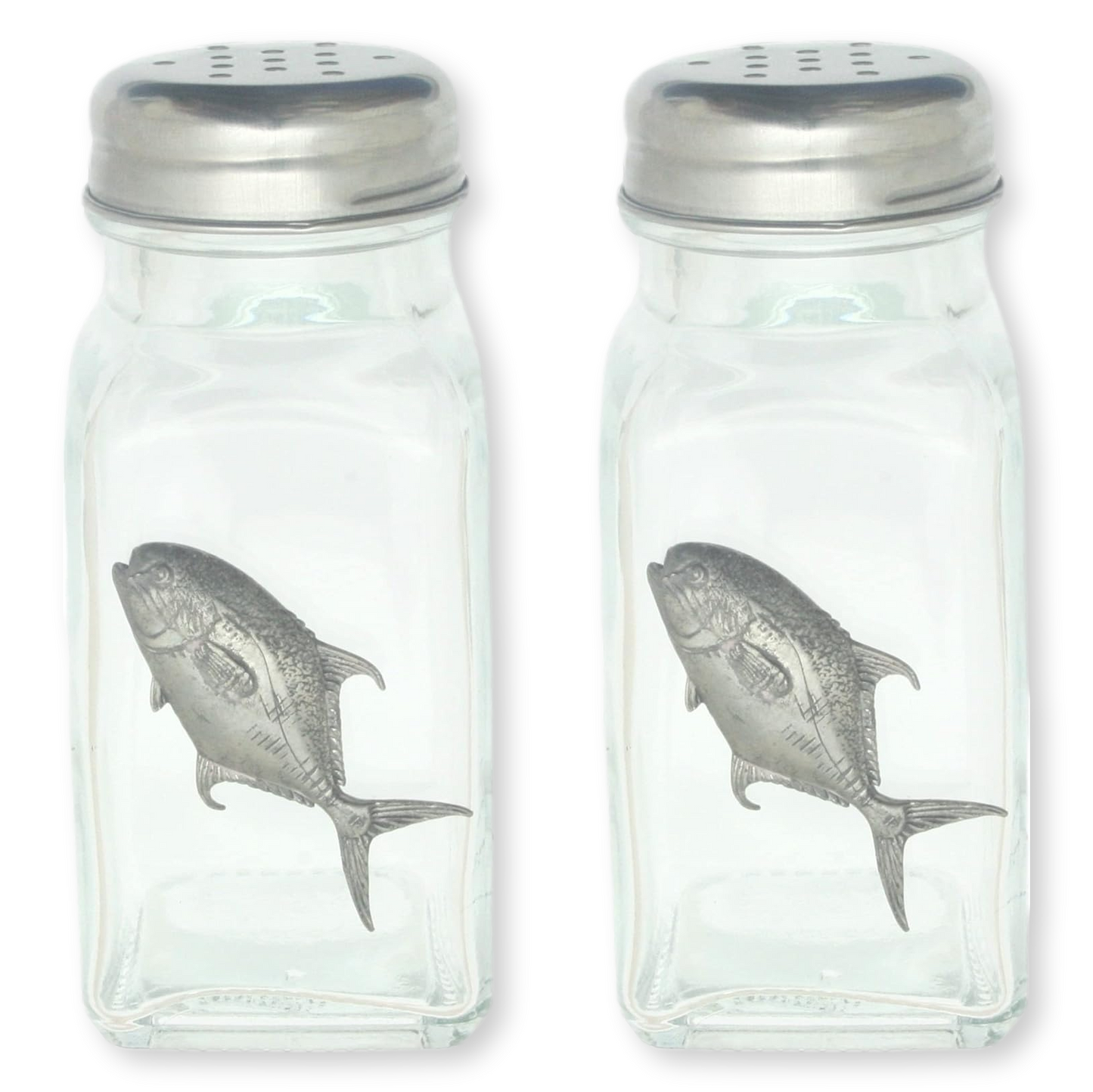 Sea Fishing Pair Glass Salt & Pepper Shakers