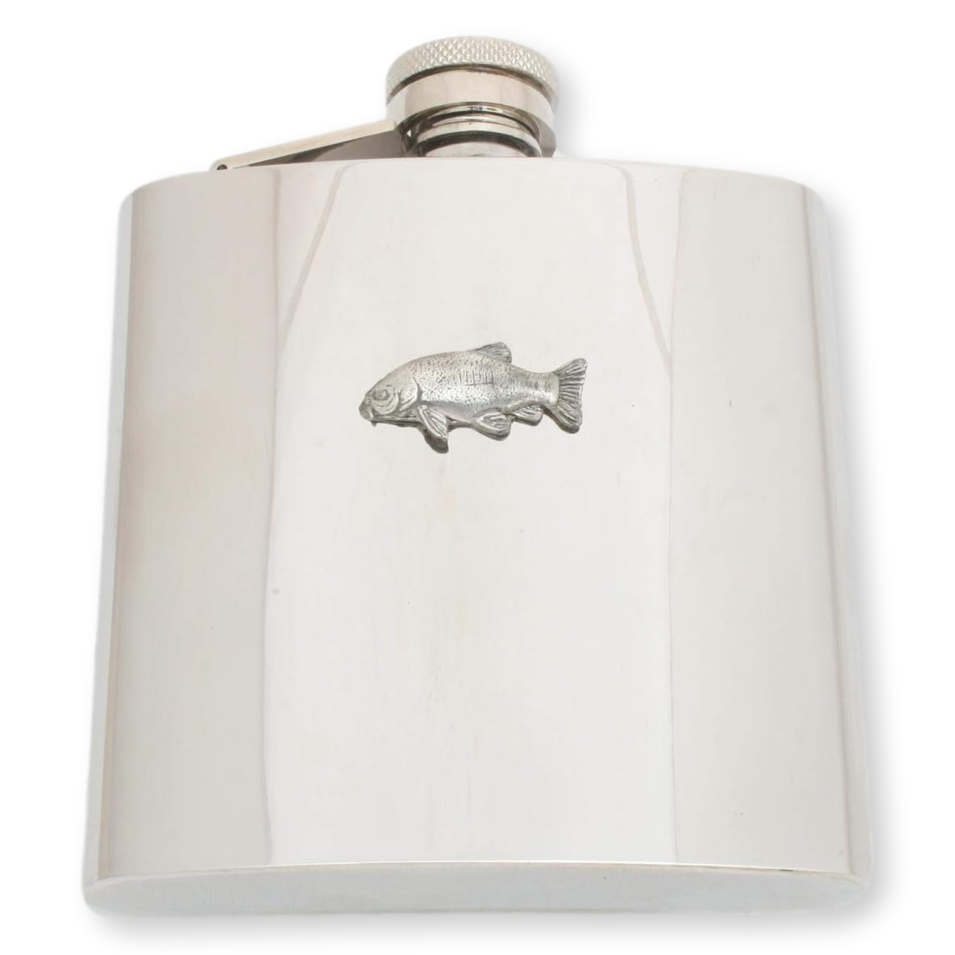 Tench 6oz Stainless Steel Hip Flask in either Silver or Matte Black options