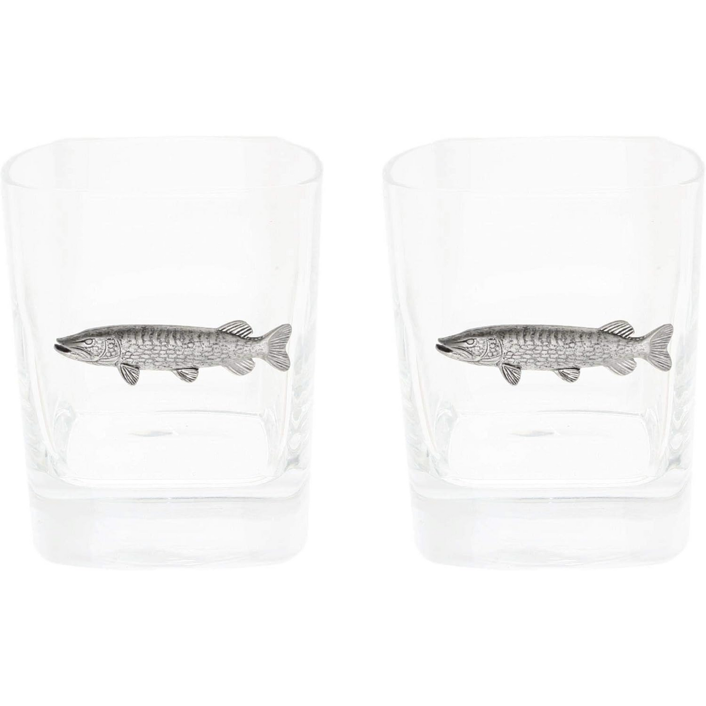 Coarse Fishing Pair Of Whiskey Tumbler Glasses