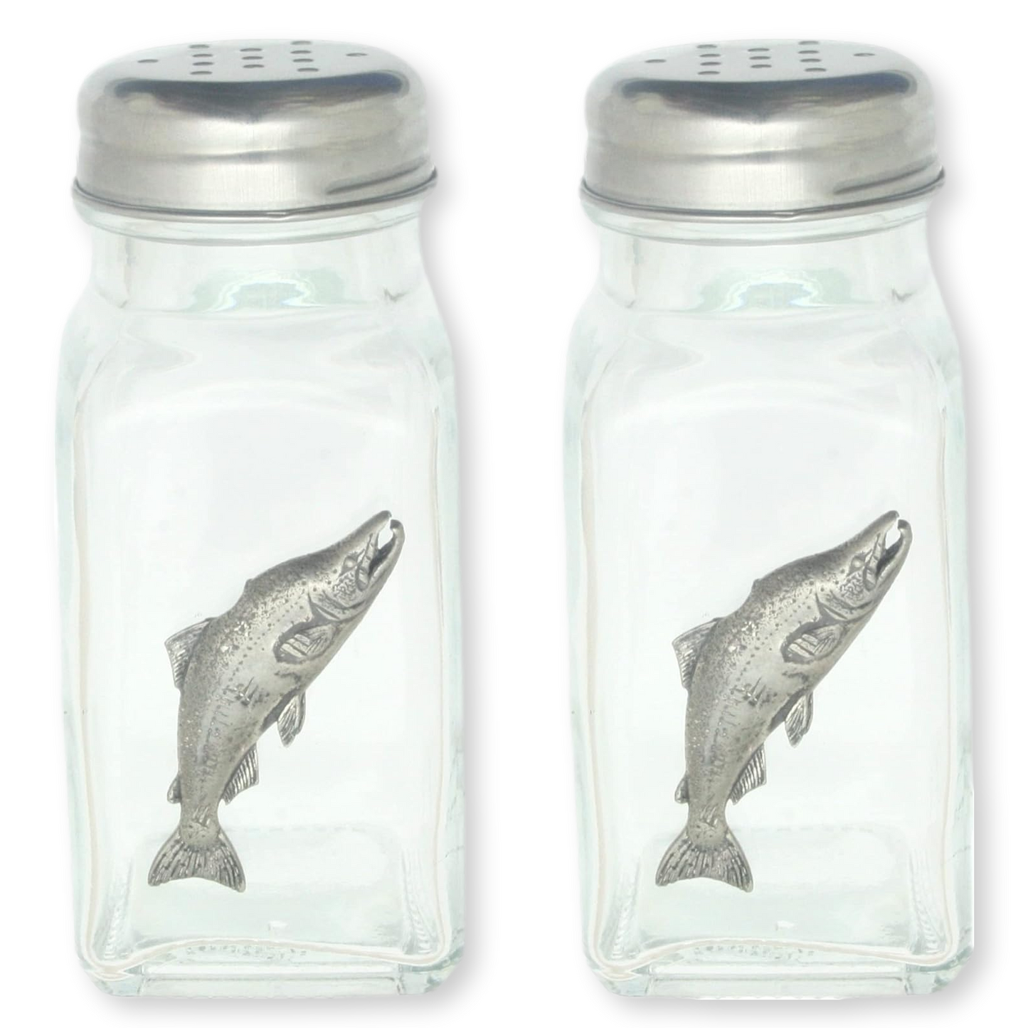 Fly Fishing Pair Glass Salt & Pepper Shakers