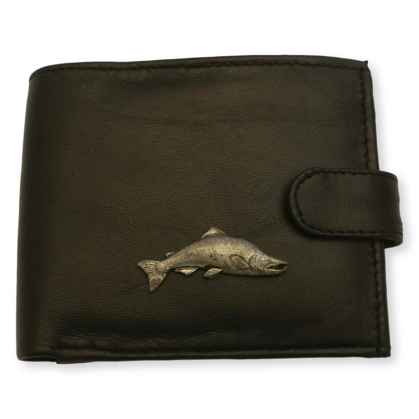 Black or Brown Mens Leather Wallet | Fly Fishing Design