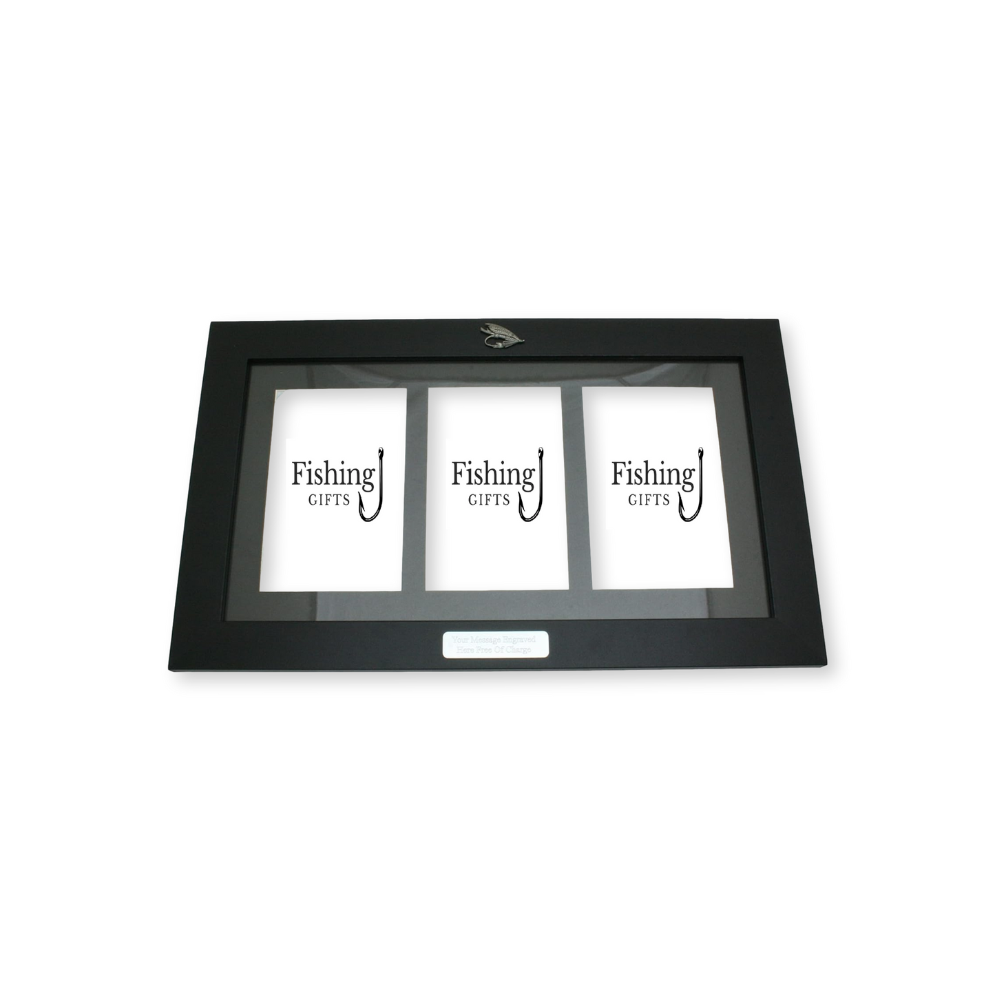 Fly Fishing Black Photo Frame 3 Windows Wall Hanging Personalised Gift