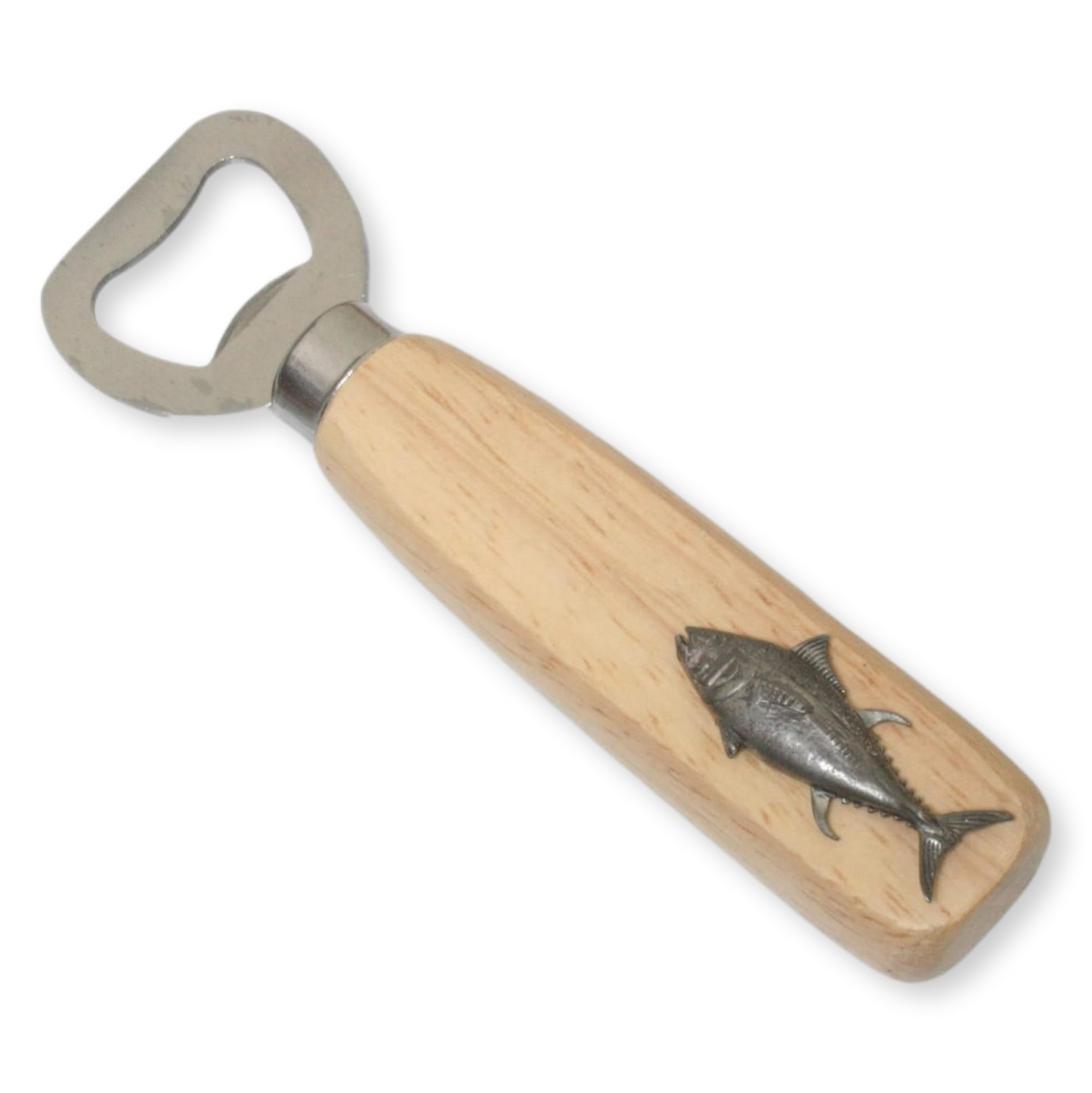 Sea Fishing Wooden Handled Steel Bottle Opener