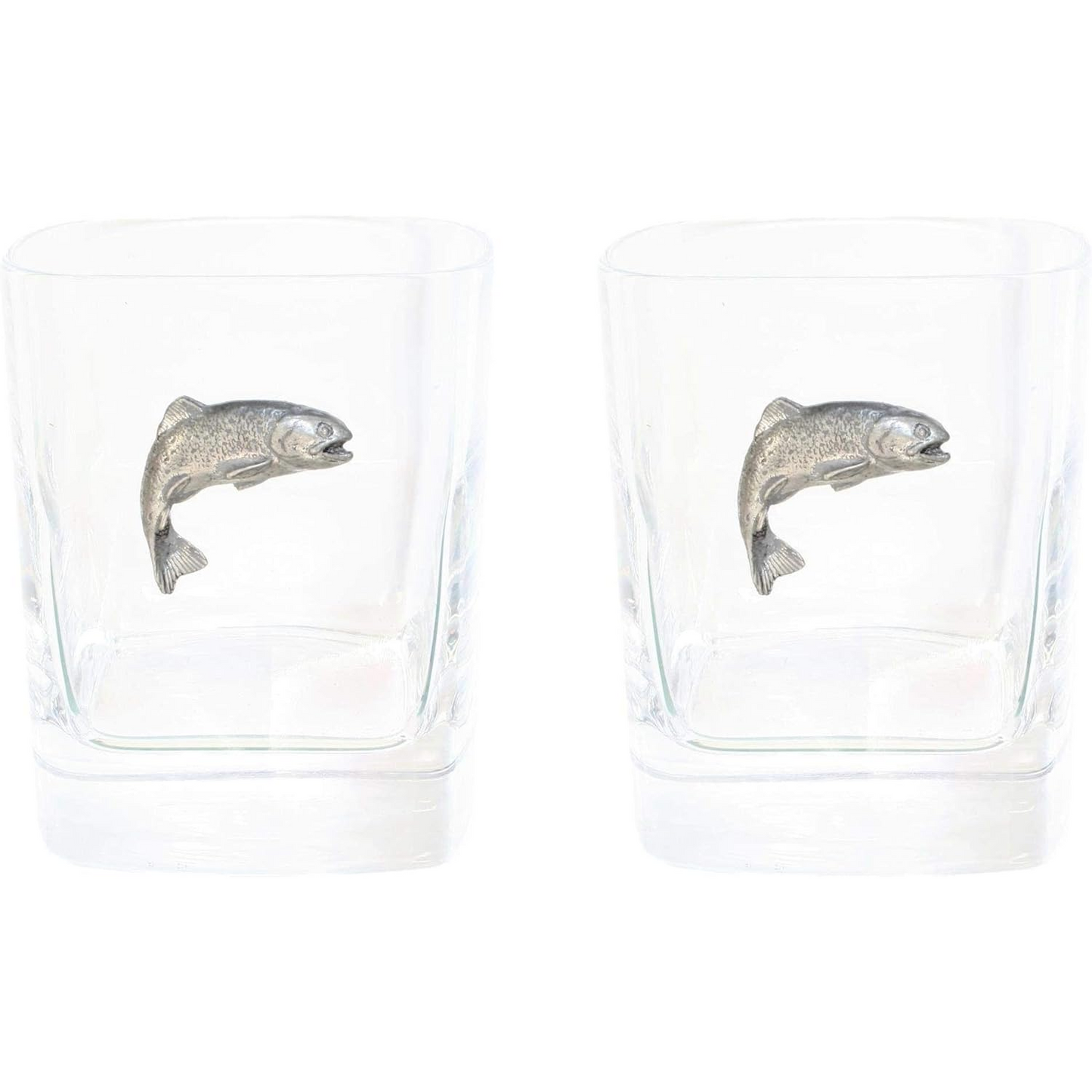 Fly Fishing Pair Of Whiskey Tumbler Glasses