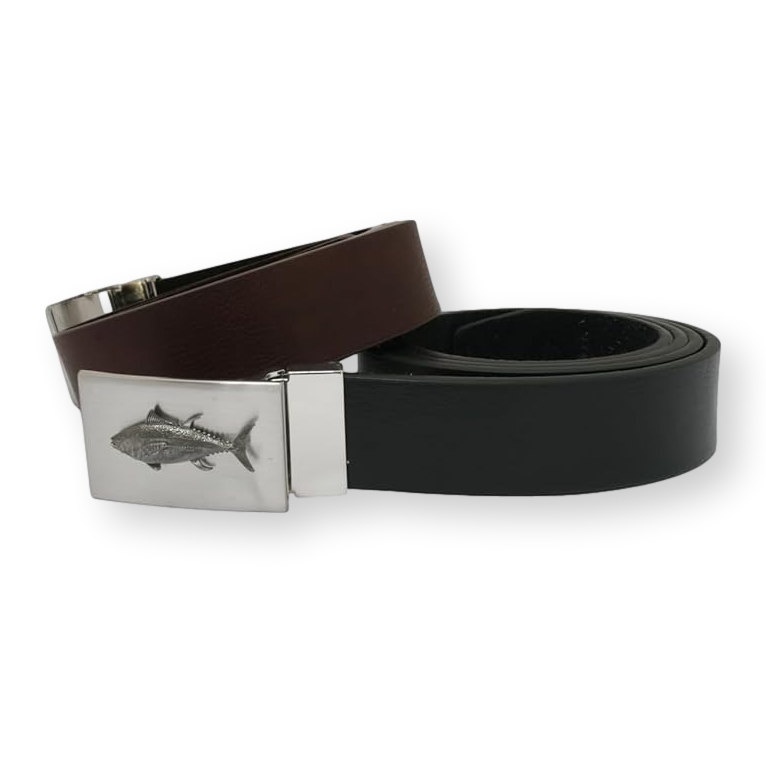 Sea Fishing Black or Brown Leather Belt & Metal Buckle