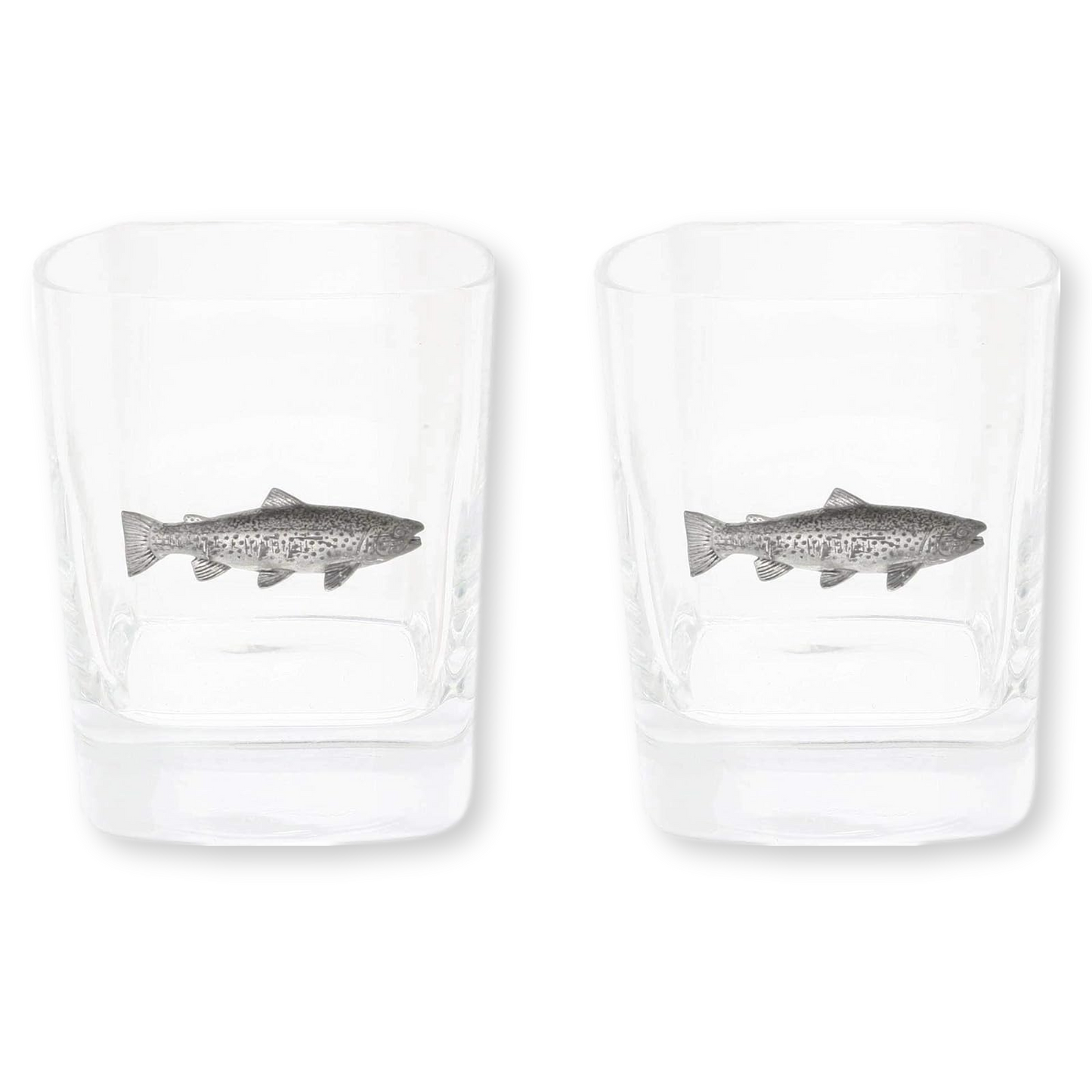 Fly Fishing Pair Of Whiskey Tumbler Glasses