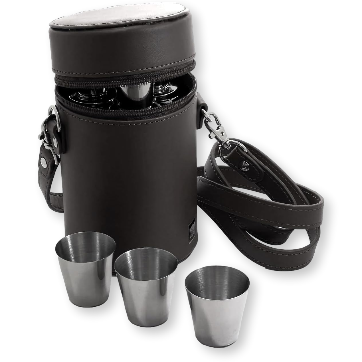Deluxe Angler’s Hamper - 3 Flask Caddy, Pin Badge & License Holder