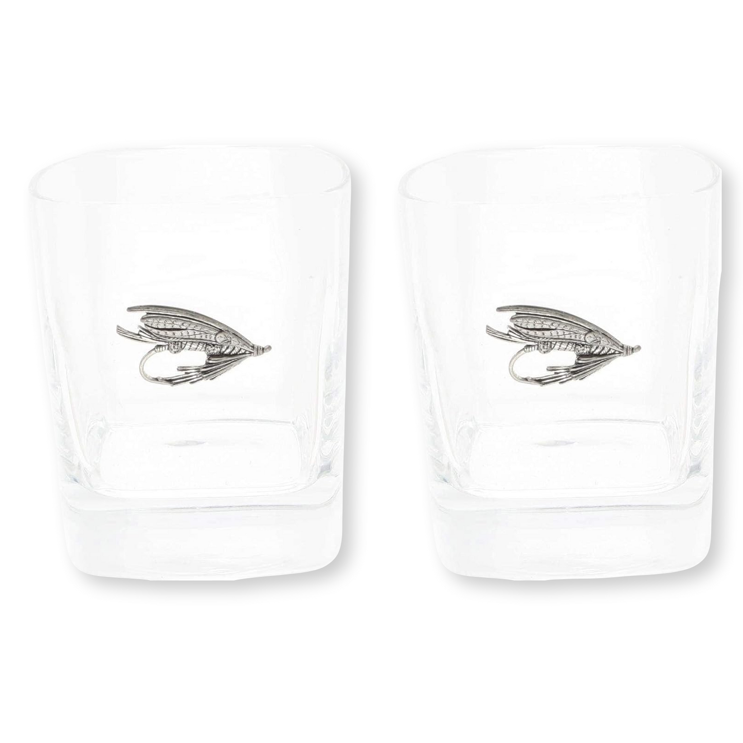 Fly Fishing Pair Of Whiskey Tumbler Glasses