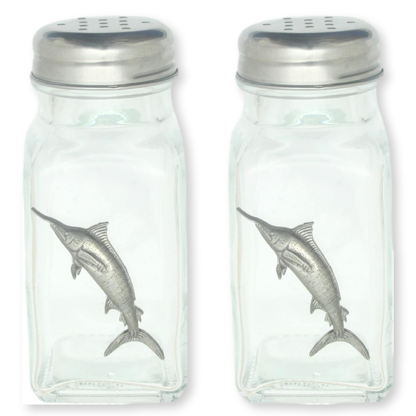 Sea Fishing Pair Glass Salt & Pepper Shakers
