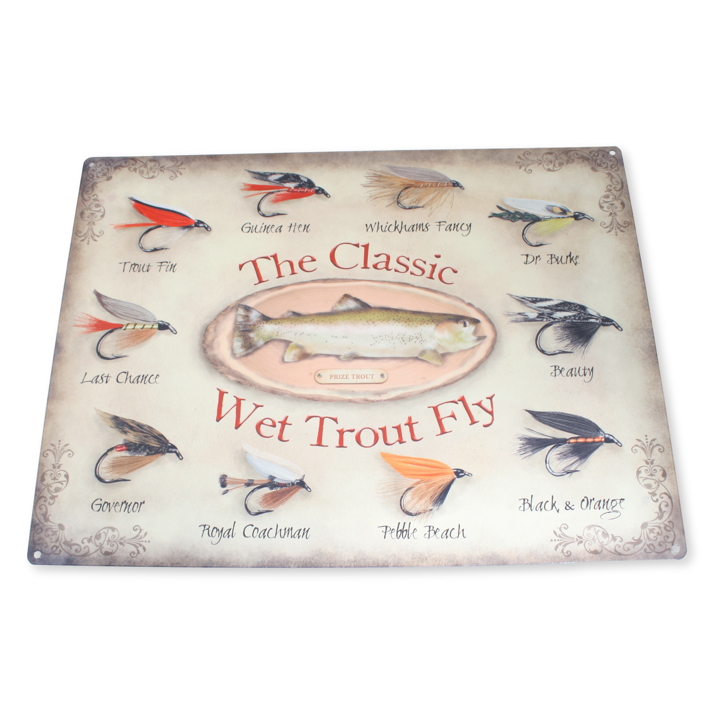 The Classic Wet Trout Fly Metal Sign 30 x 40cm