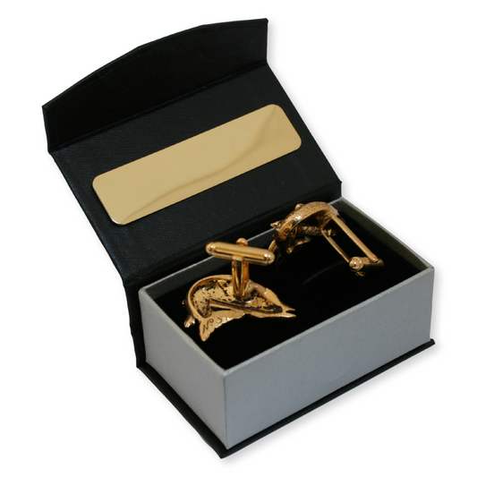 Pike Turning Gold Plated Cufflinks With Engraving Option