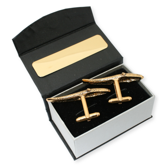 Catfish Gold Plated Cufflinks With Engraving Option