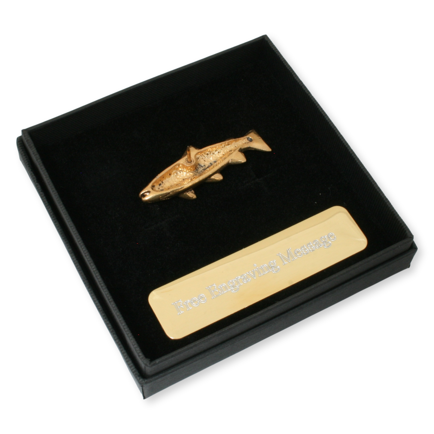 Brown Trout Gold Plated Pin Badge Lapel With Engraving Option