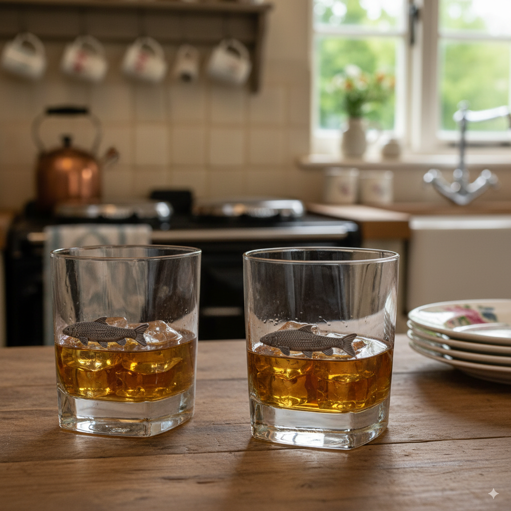 Coarse Fishing Pair Of Whiskey Tumbler Glasses