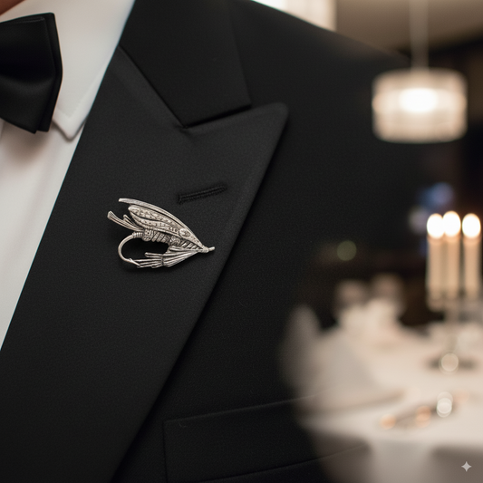 Fishing Fly Pewter Lapel Pin Badge for Fly Fishing Enthusiasts