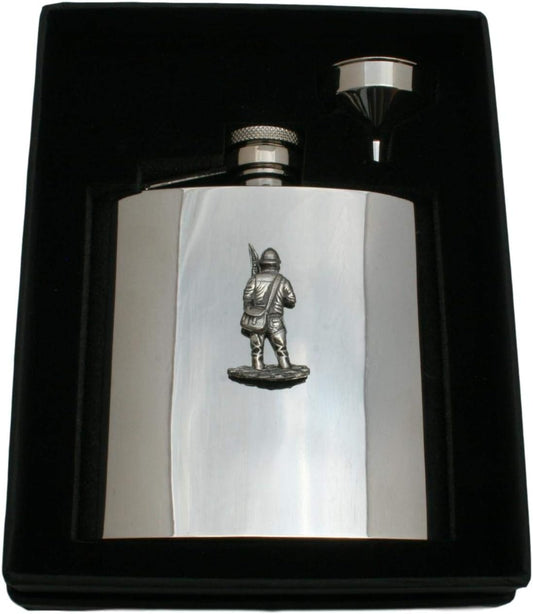 Fisherman Stainless Steel 6oz Hip Flask Silver Or Matte Black