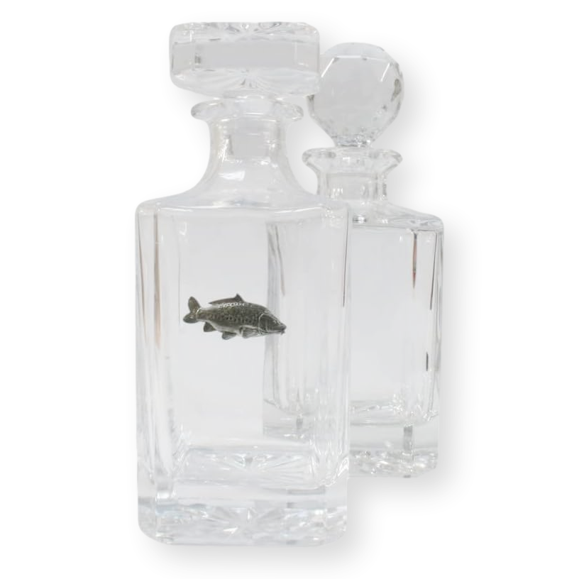 Coarse Fishing Crystal Cut Decanter With Golf Ball Or Square Top