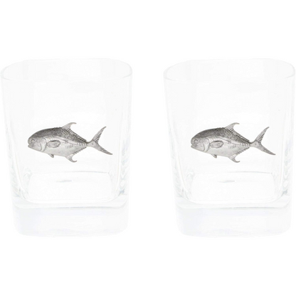 Sea Fishing Pair Of Whiskey Tumbler Glasses