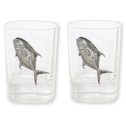 Sea Fishing Pair Of Shot Tot Glasses
