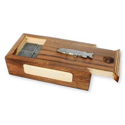 Coarse Fishing Whiskey Ice Cubes In Wooden Box Personalised