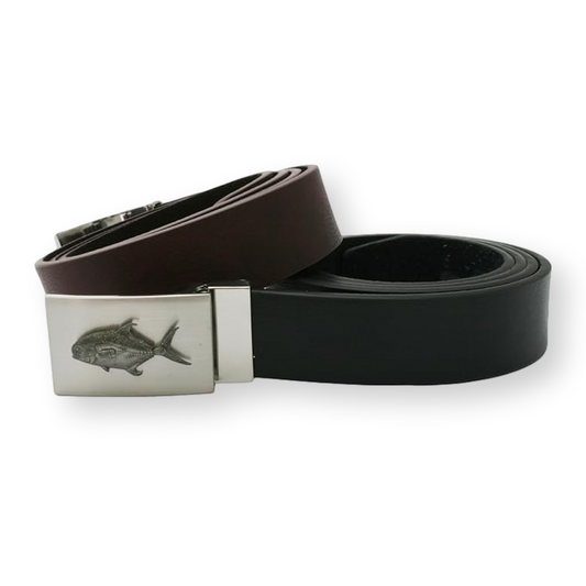 Sea Fishing Black or Brown Leather Belt & Metal Buckle