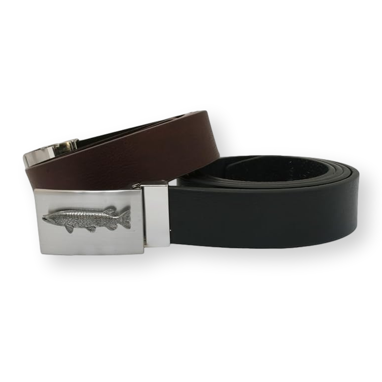 Coarse Fishing Designed Leather Belt Black or Brown