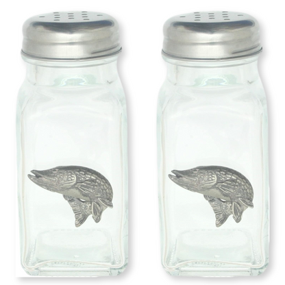 Coarse Fishing Pair Glass Salt & Pepper Shakers
