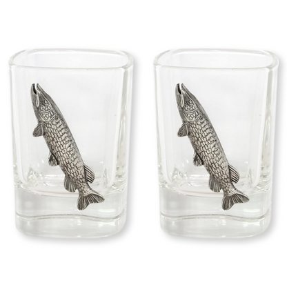 Coarse Fishing Pair Of Shot Tot Glasses
