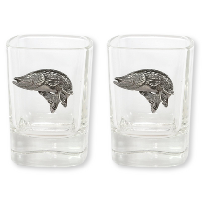 Coarse Fishing Pair Of Shot Tot Glasses