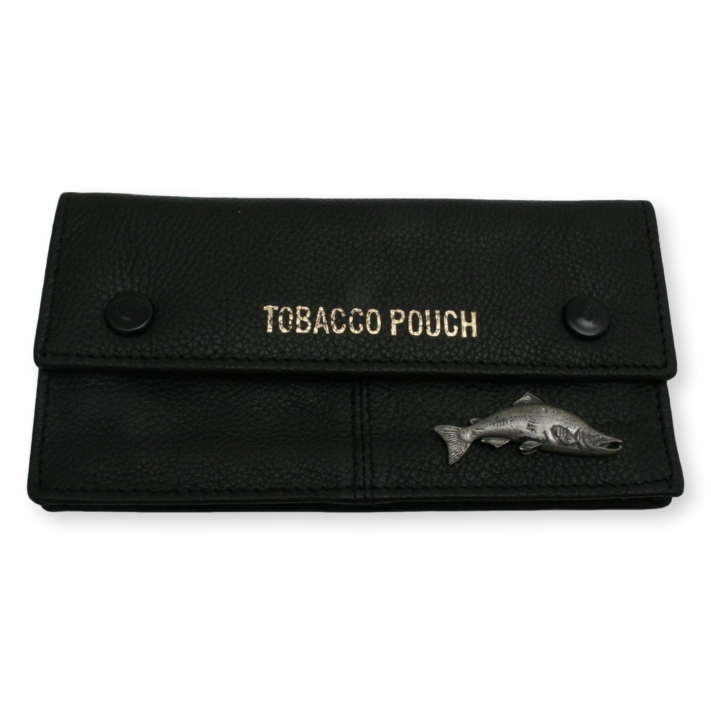 Fly Fishing Designed Black Leather Tobacco Pouch