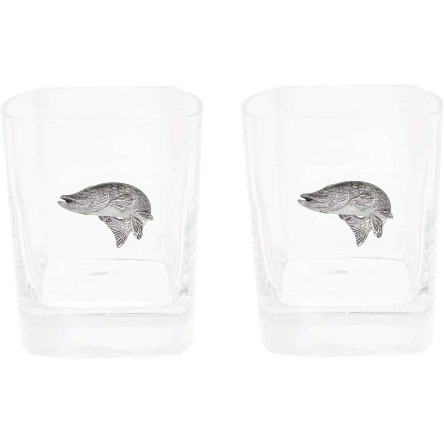 Coarse Fishing Pair Of Whiskey Tumbler Glasses