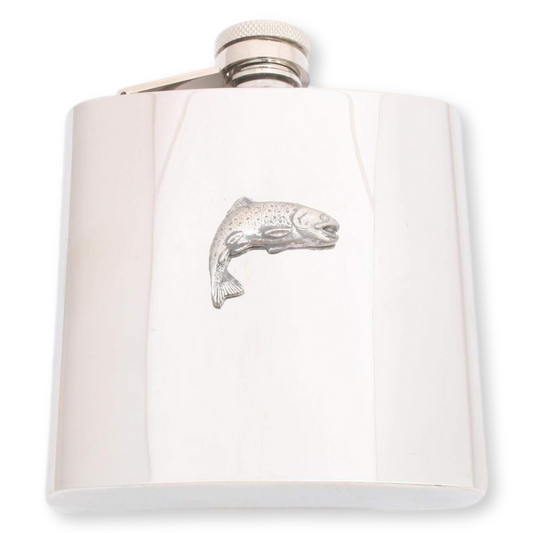 Rainbow Trout 6oz Stainless Steel Hip Flask Silver or Matte Black options