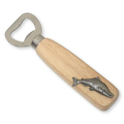 Fly Fishing Wooden Handled Steel Bottle Opener