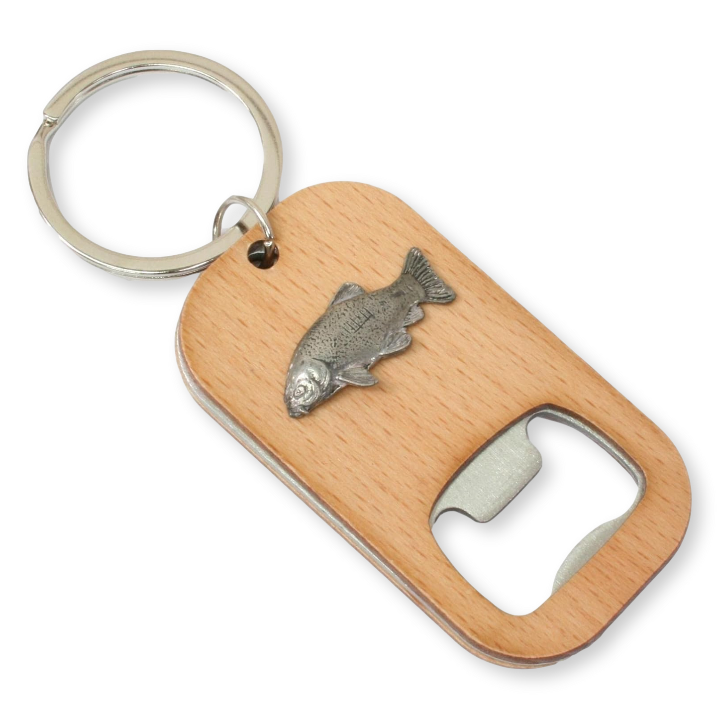 Coarse Fishing Wood & Steel Bottle Opener Keyring