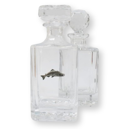 Fly Fishing Crystal Cut Decanter With Golf Ball Or Square Top