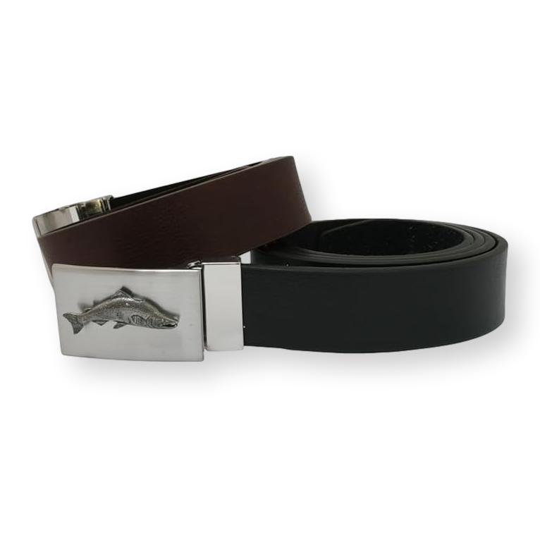 Fly Fishing Leather Belt & Metal Buckle Black or Brown