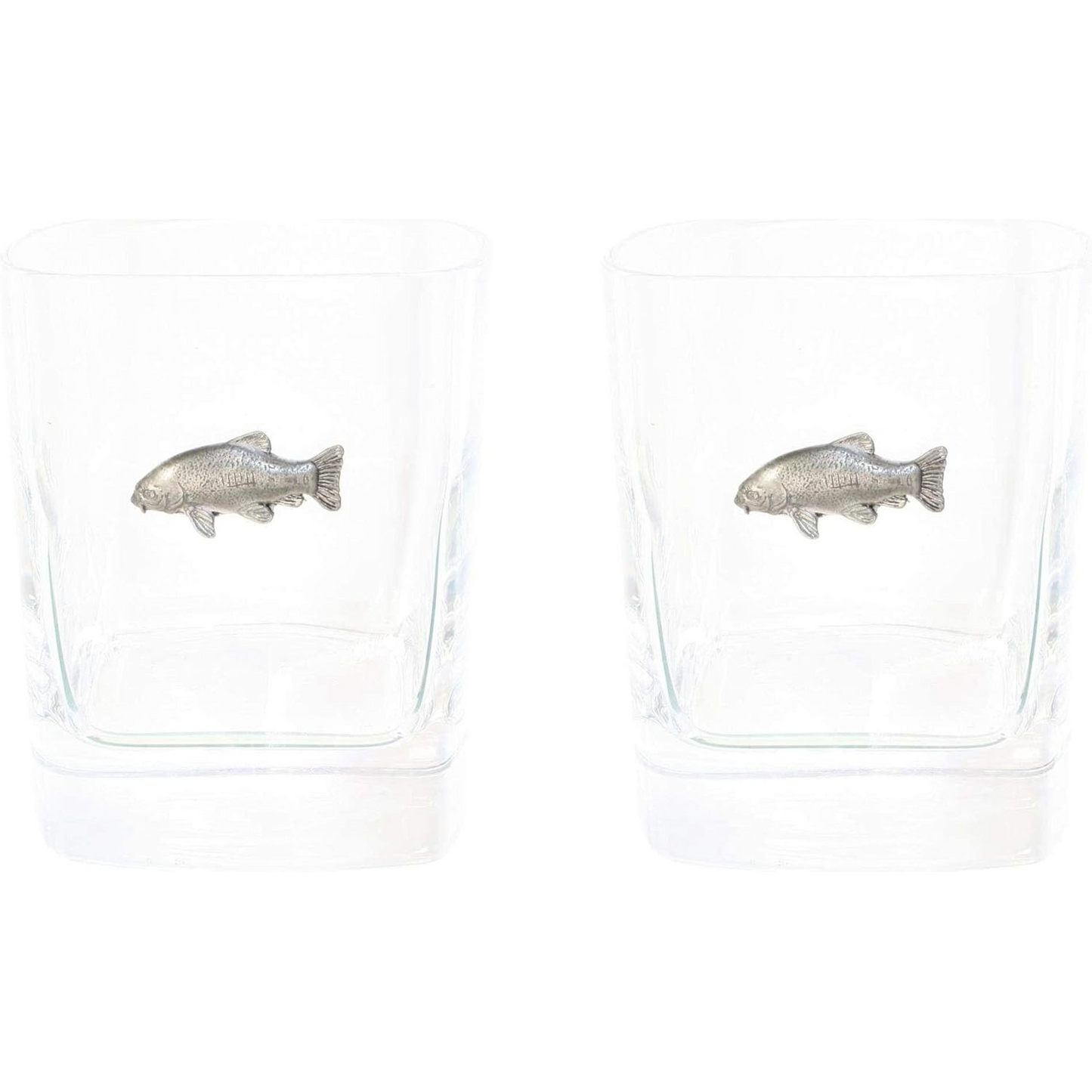 Coarse Fishing Pair Of Whiskey Tumbler Glasses