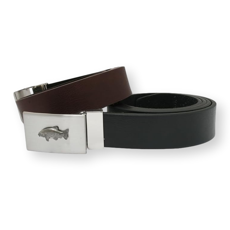 Coarse Fishing Designed Leather Belt Black or Brown