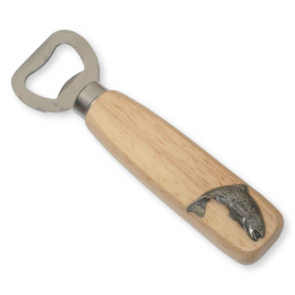 Fly Fishing Wooden Handled Steel Bottle Opener