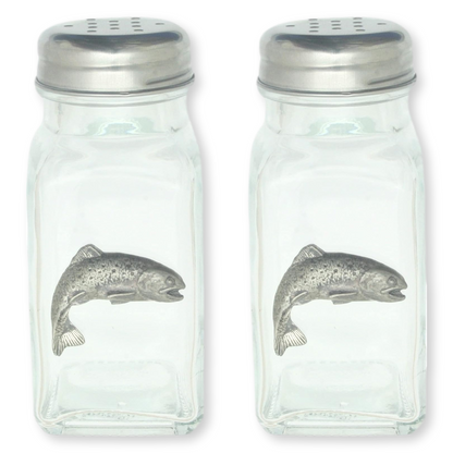 Fly Fishing Pair Glass Salt & Pepper Shakers