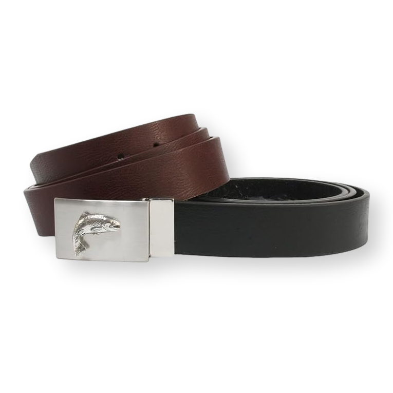 Fly Fishing Leather Belt & Metal Buckle Black or Brown