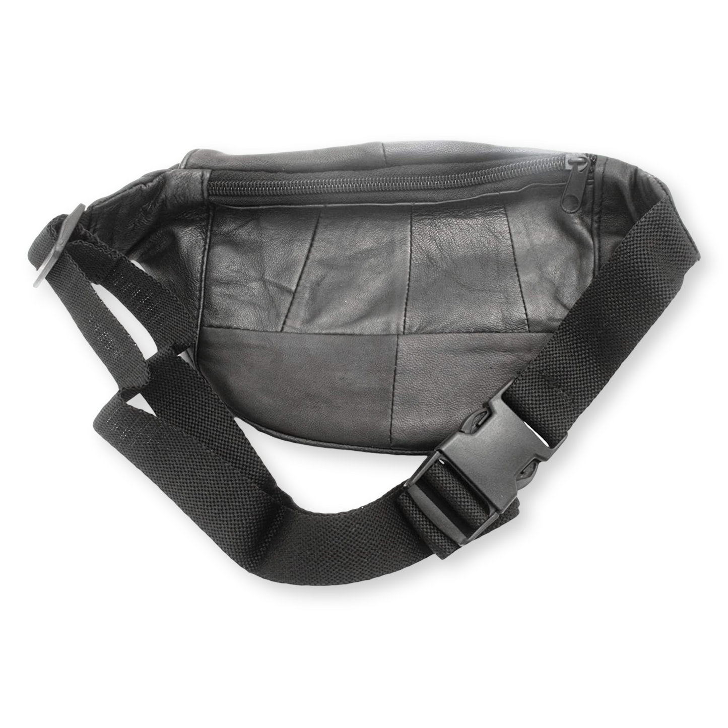 Sea Fishing Black Leather Bumbag With Adjustable Strap