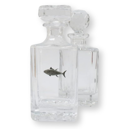 Sea Fishing Crystal Cut Decanter With Golf Ball Or Square Top