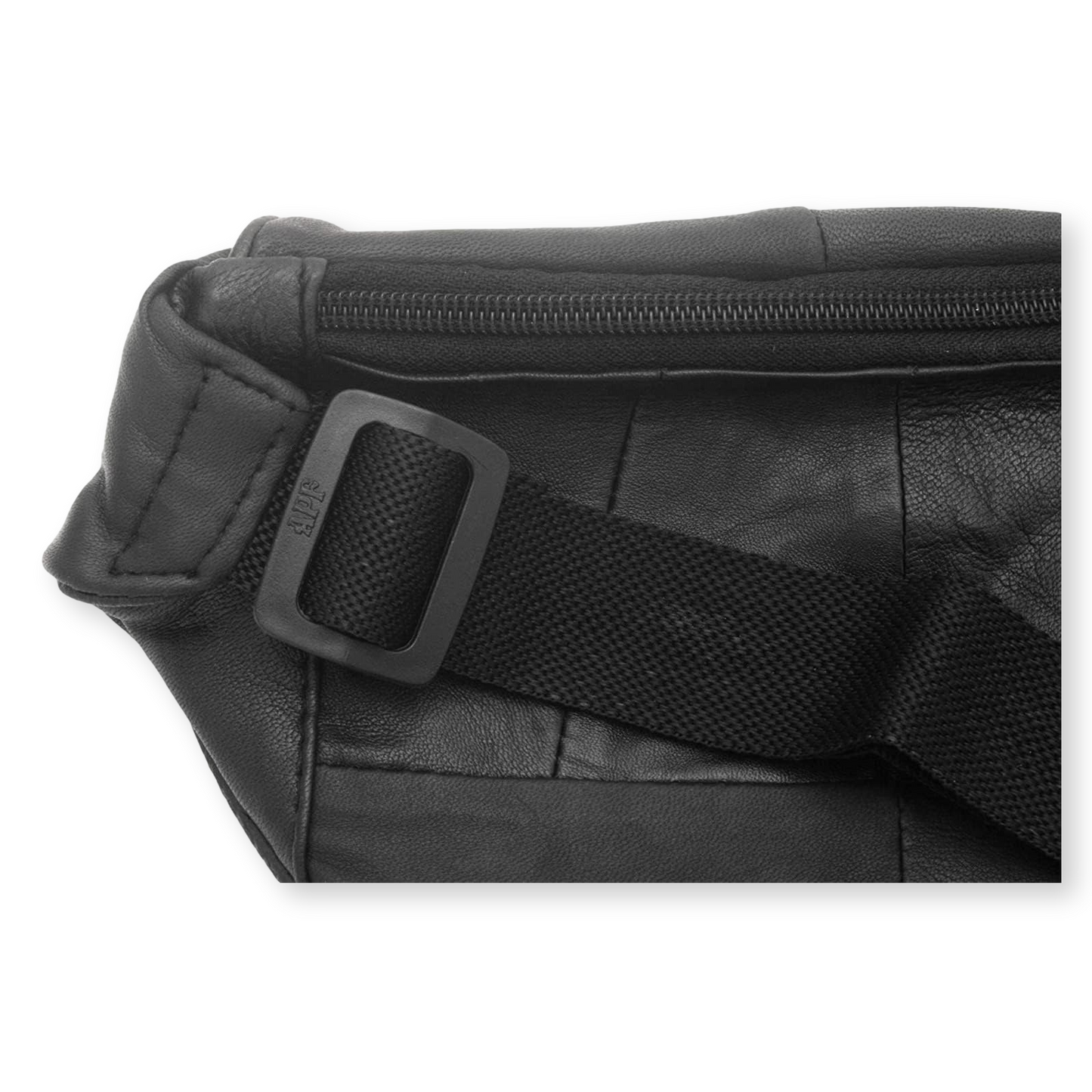 Sea Fishing Black Leather Bumbag With Adjustable Strap