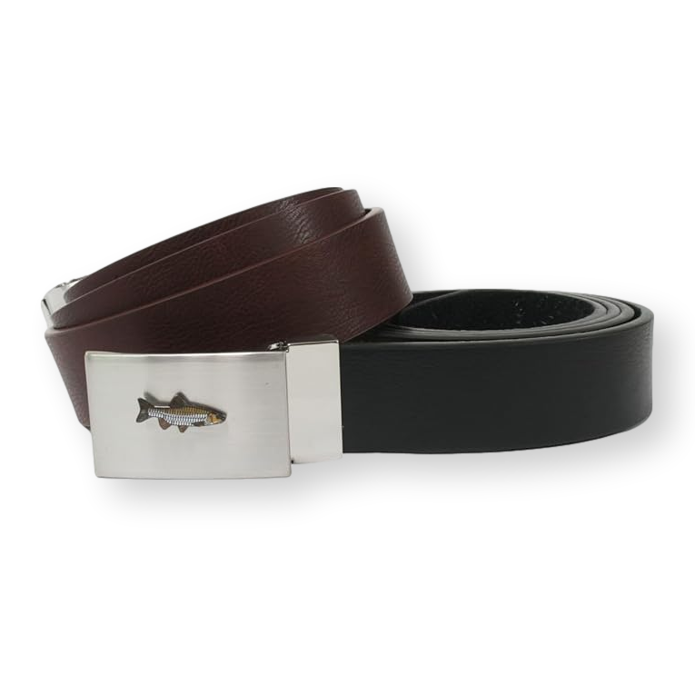 Coarse Fishing Designed Leather Belt Black or Brown