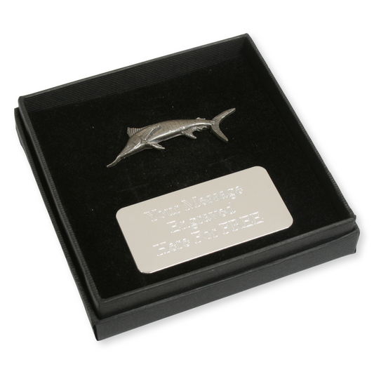 Marlin Pin Badge Pewter Lapel Sea Fishing Gift With Engraving Option