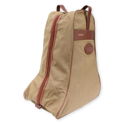 Custom Embossed Initials Welly Boot Bag – Green Or Brown Canvas